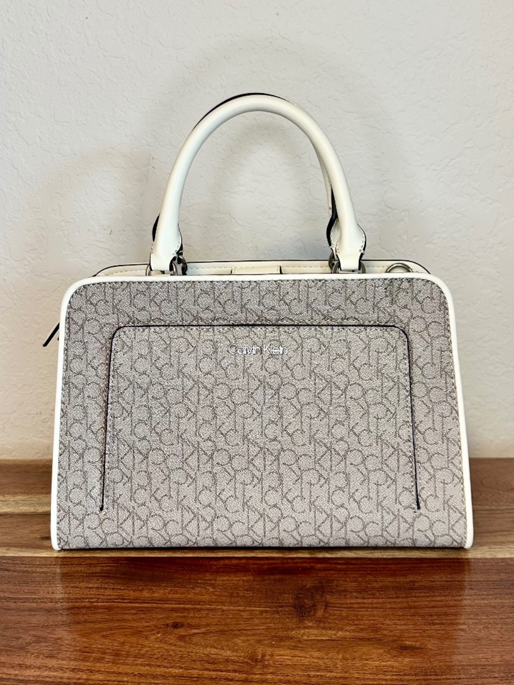 Calvin Klein Margot Textured Logo Satchel